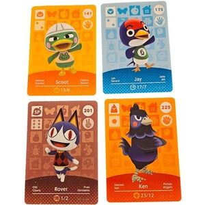 Lot 4 Pieces Nintendo Animal Crossing Amiibo Cards Collectible Cards